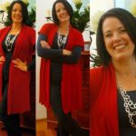 casual column of colour wearing Verily knit